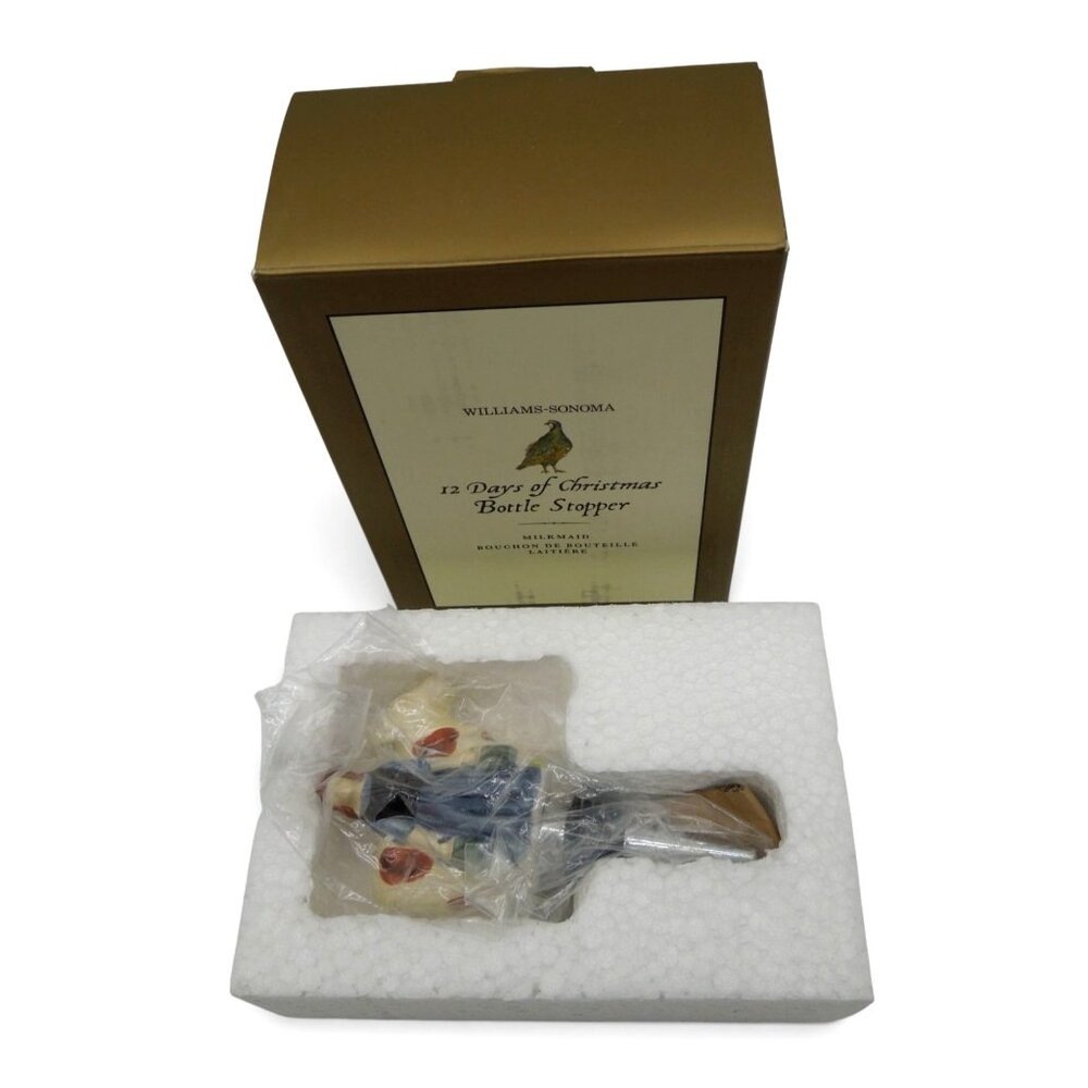 WILLIAMS SONOMA 12 Days Of Christmas Bottle Stopper 2012 Milkmaid Boxed
